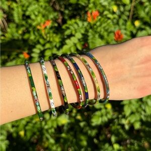 7 Vintage Cloisonné bangle bohemian bracelet.Each unique in color.